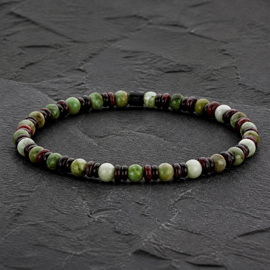 Frank 1967 Stone Core Slim - Herrenarmband Naturstein 4 mm & Edelstahl