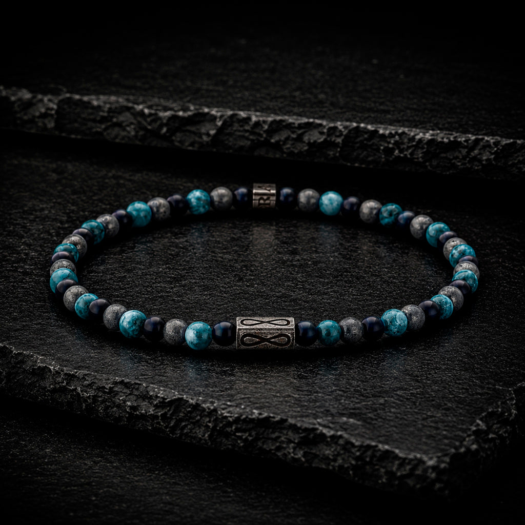 Frank 1967 - Jungenarmband Edelstahl geschwärzt 4 mm | Naturstein