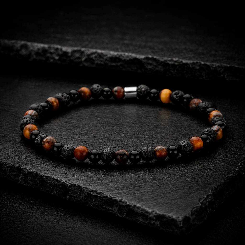 Frank 1967 - Jungenarmband Edelstahl geschwärzt 4 mm | Naturstein