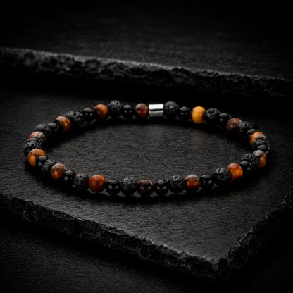 Frank 1967 - Jungenarmband Edelstahl geschwärzt 4 mm | Naturstein