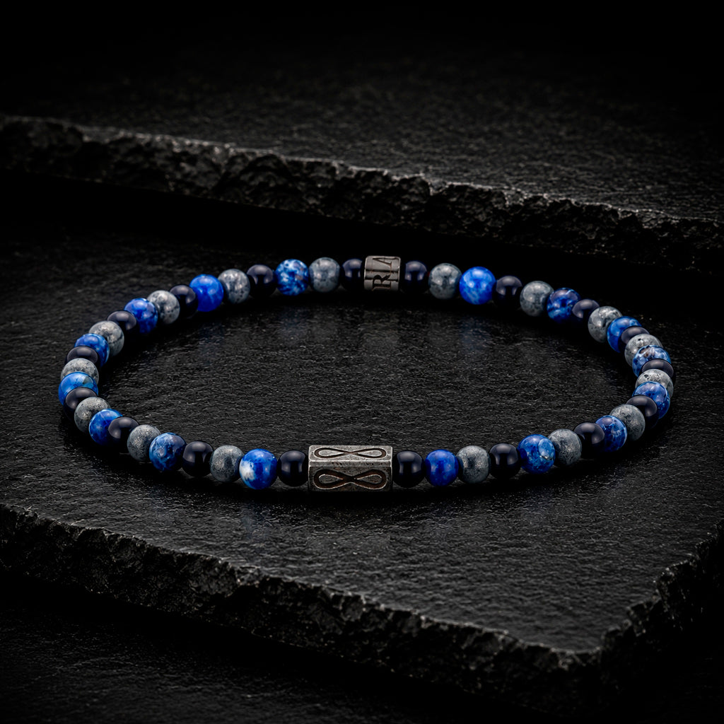 Frank 1967 - Jungenarmband Edelstahl geschwärzt 4 mm | Naturstein
