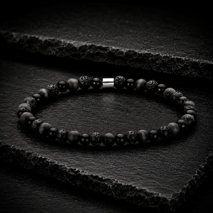 Frank 1967 - Jungenarmband Edelstahl geschwärzt 4 mm | Naturstein