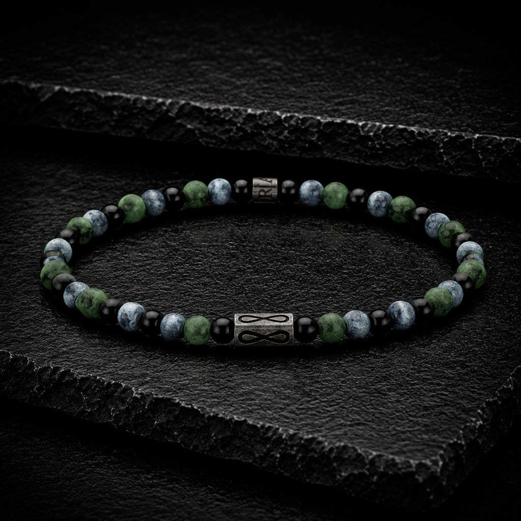 Frank 1967 - Jungenarmband Edelstahl geschwärzt 4 mm | Naturstein