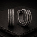 Frank 1967 Noir Hoops Klappcreolen aus Edelstahl in schwarz