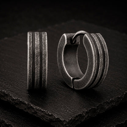 Frank 1967 Noir Hoops Klappcreolen aus Edelstahl in schwarz