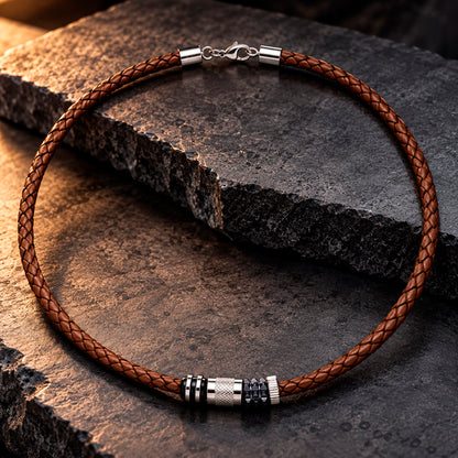 Leather Steel Chain Kette aus Leder und Edelstahl von MANAVARO