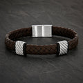 Bead Leather Brown - Lederarmband Herren mit Edelstahl Beads