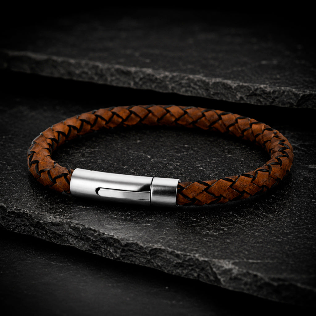 Frank 1967 Slim Leather Armband für Herren aus Echtleder mit Edelstahlverschluss