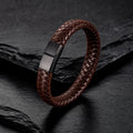 Braid Lock Brown - Geflochtenes Lederarmband für Herren mit Magnetverschluss