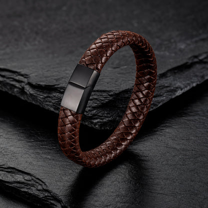 Braid Lock Brown - Geflochtenes Lederarmband für Herren mit Magnetverschluss