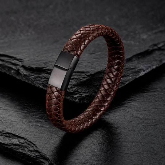 Braid Lock Brown - Geflochtenes Lederarmband für Herren mit Magnetverschluss