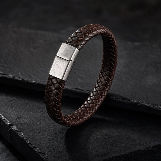 Braid Lock Brown - Geflochtenes Lederarmband für Herren mit Magnetverschluss