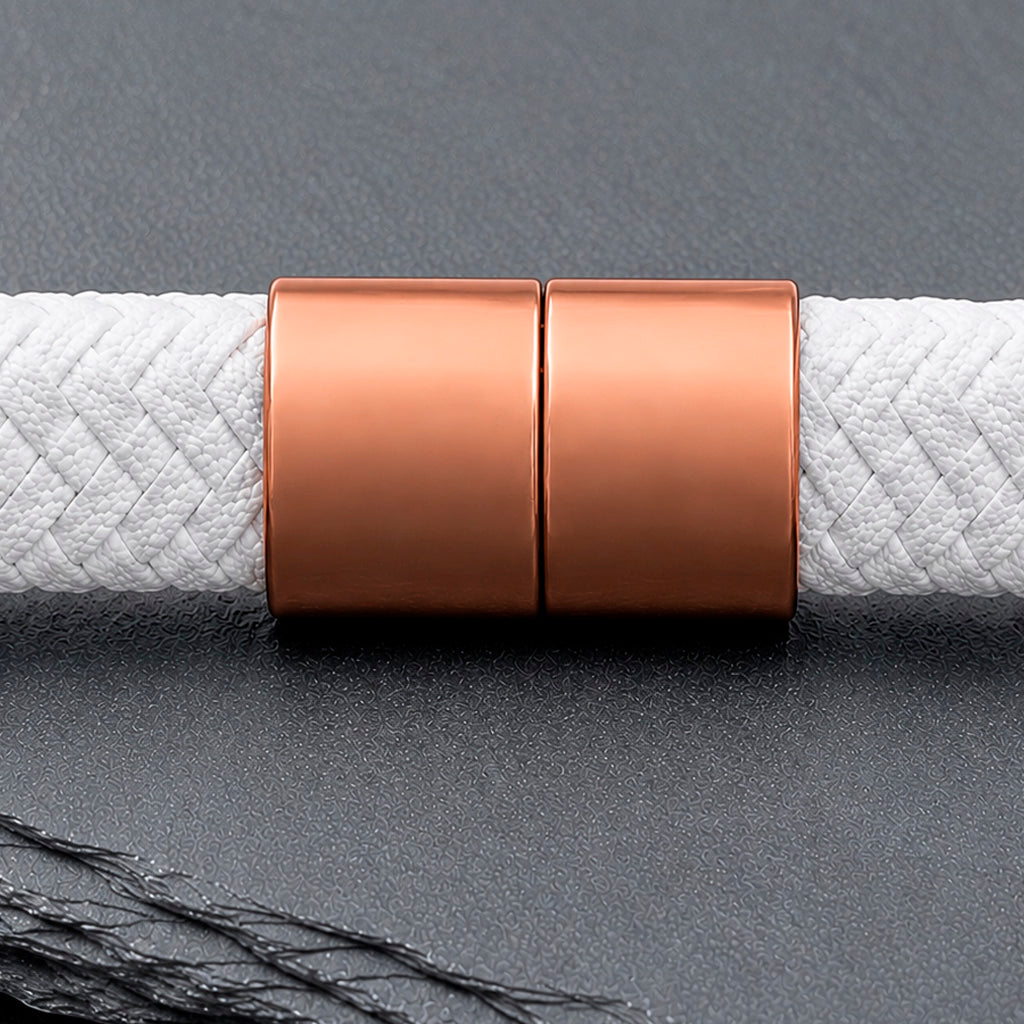 Braid Lock White Copper - Geflochtenes Lederarmband Herren gravierbar | Weiß