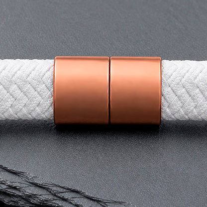 Braid Lock White Copper - Geflochtenes Lederarmband Herren gravierbar | Weiß
