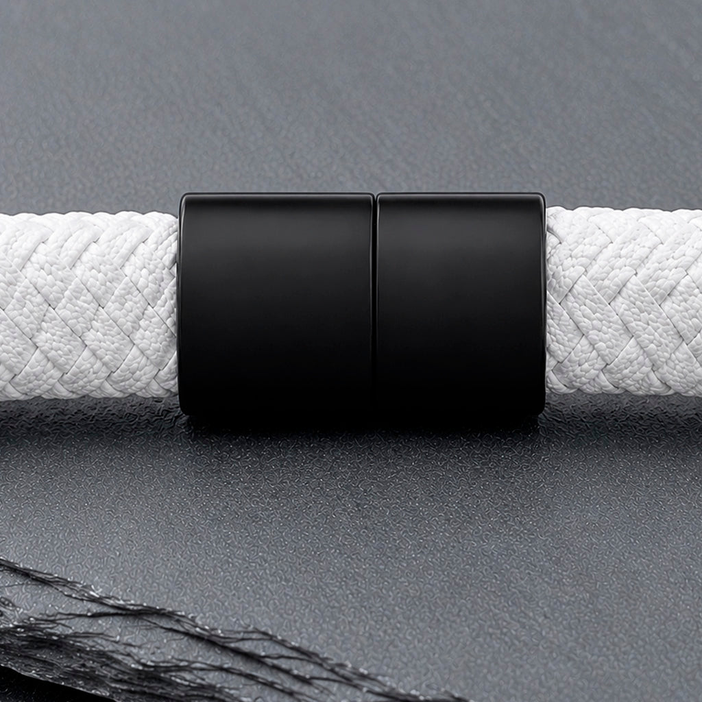 Braid Lock Black - Geflochtenes Lederarmband Herren gravierbar