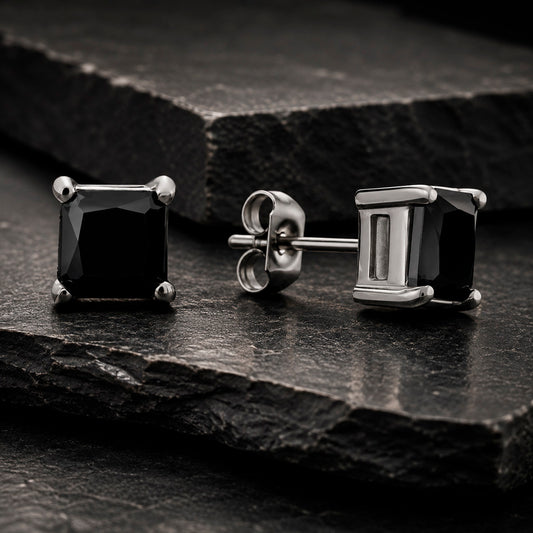 Frank 1967 Black Zircon Ohrstecker in Edelstahl mit schwarzem Zirkonia