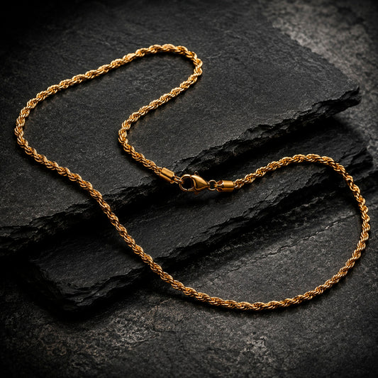 Rope Steel Long Halskette aus Edelstahl 60 cm in Silber, Gold und Schwarz