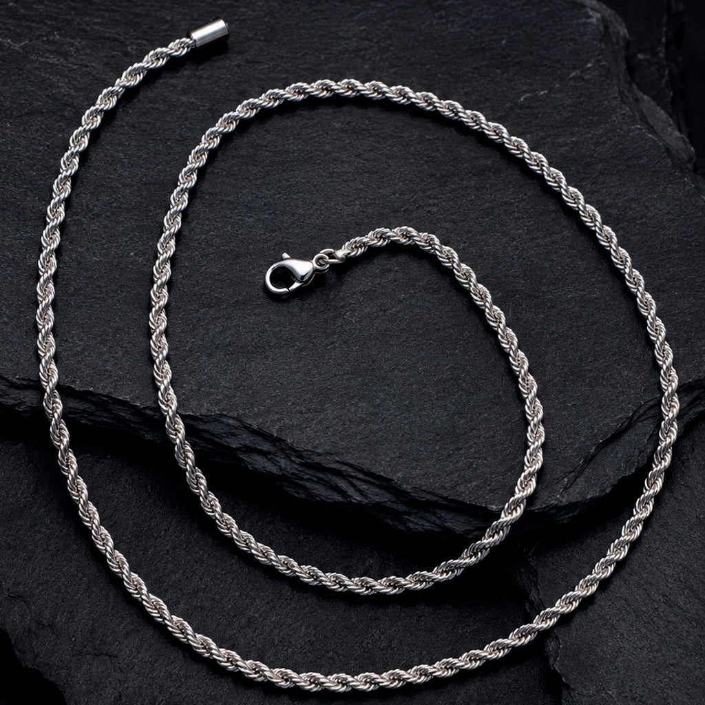 Rope Steel Long - Edelstahl-Halskette im Kordeldesign für Herren