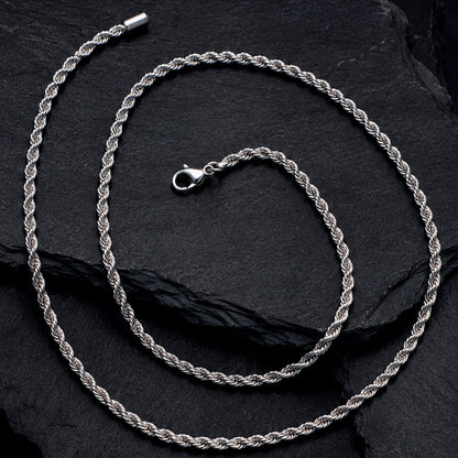 Rope Steel Long - Edelstahl-Halskette im Kordeldesign für Herren