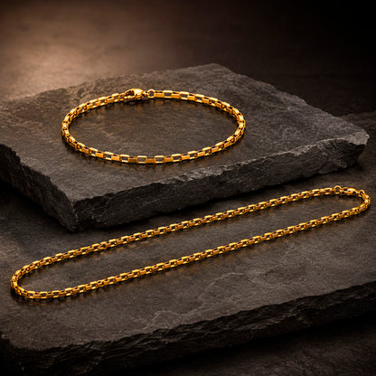 Frank 1967 Gold Line Set Halskette und Armband aus Edelstahl