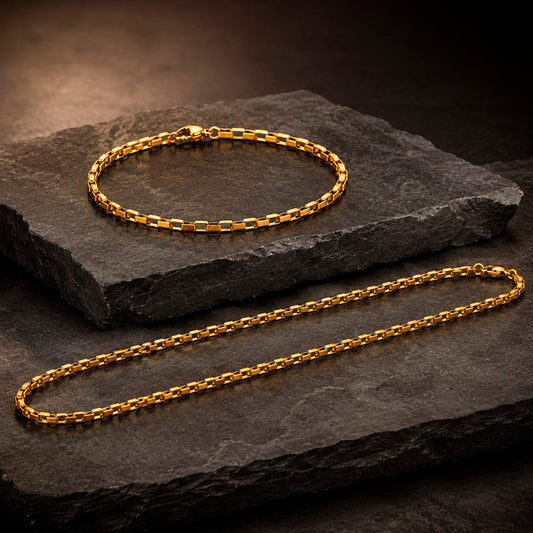 Frank 1967 Gold Line Set Halskette und Armband aus Edelstahl