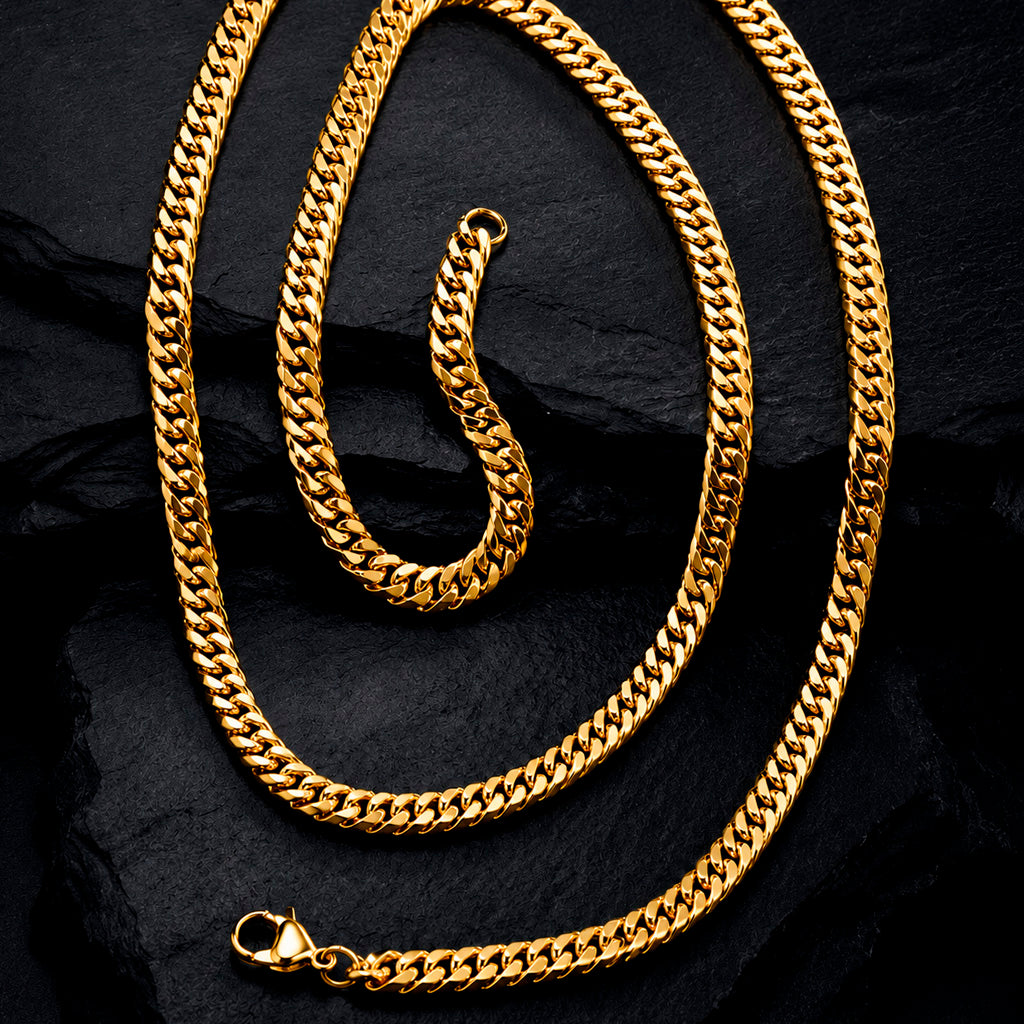 Steel Link Long - Gliederkette Edelstahl 4,5 mm 60 cm | Silber, Gold & Schwarz