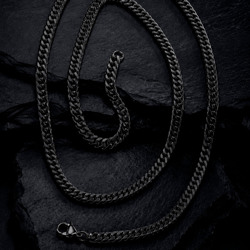 Steel Link Long - Gliederkette Edelstahl 4,5 mm 60 cm | Silber, Gold & Schwarz