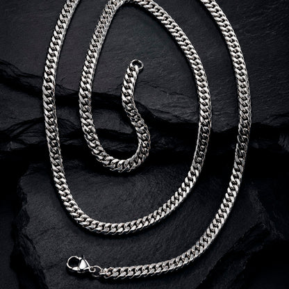 Steel Link Long - Edelstahl-Halskette für Herren mit Karabinerverschluss