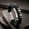 Steel Spin Silver Lederarmband für Herren von MANAVARO