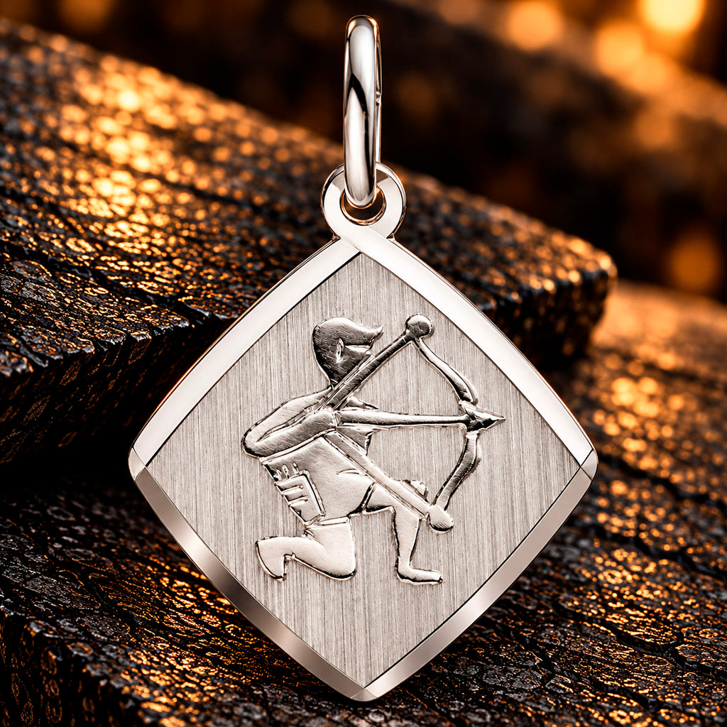 Zodiac Diamond Line Anhänger aus 925 Silber mit gravierbarer Rückseite