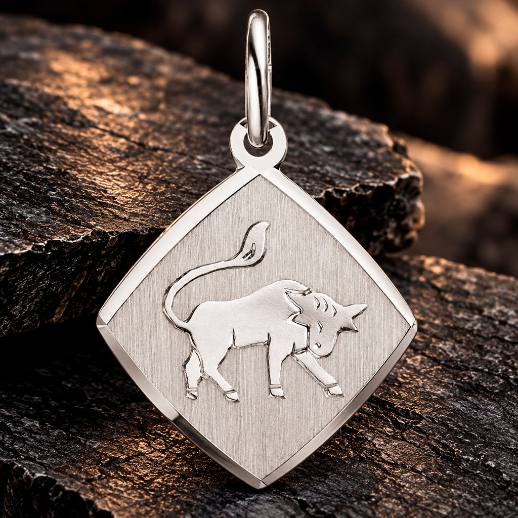 Zodiac Diamond Line Anhänger 925 Silber rhodiniert 14,9 mm gravierbar