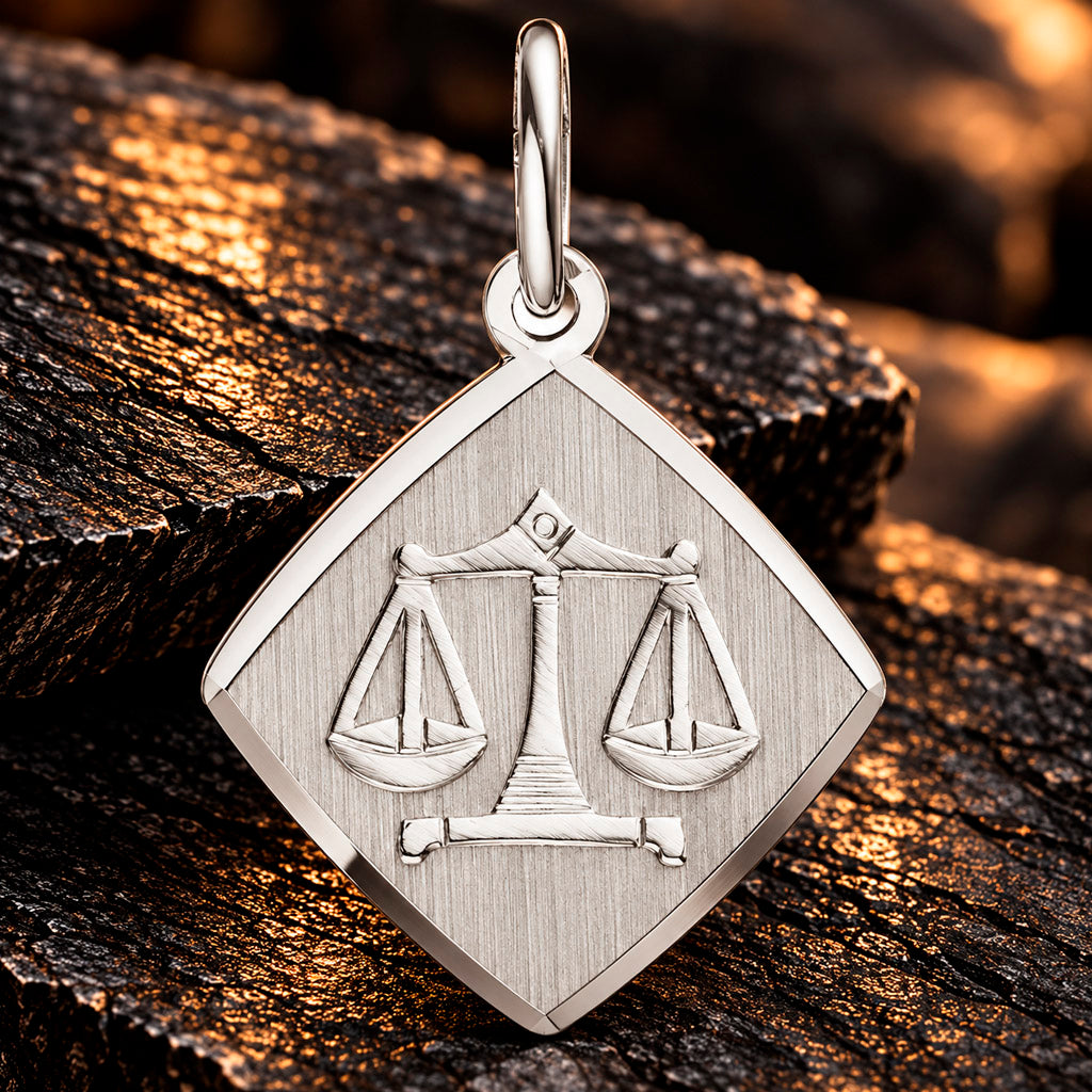 Zodiac Diamond Line Anhänger 925 Silber rhodiniert 14,9 mm gravierbar