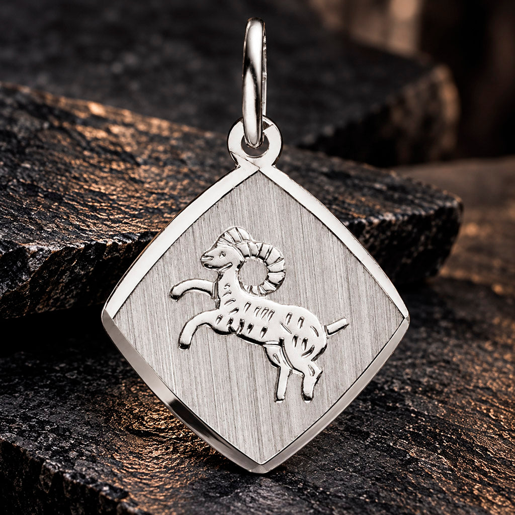 Zodiac Diamond Line Anhänger 925 Silber rhodiniert 14,9 mm gravierbar