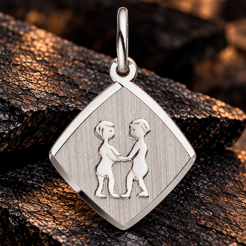 Zodiac Diamond Line Anhänger 925 Silber rhodiniert 14,9 mm gravierbar