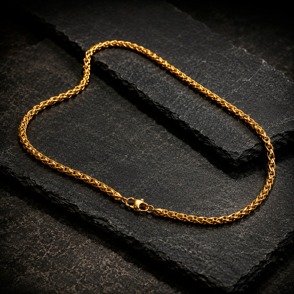 Wheat 60 - Weizenkette Edelstahl 3 mm 60 cm | Silber, Gold & Schwarz