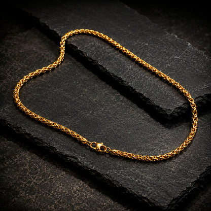 Wheat 60 - Weizenkette Edelstahl 3 mm 60 cm | Silber, Gold & Schwarz